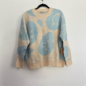 NWT Bailey Rose Wavy Smile Crewneck Knit Sweater Blue XS